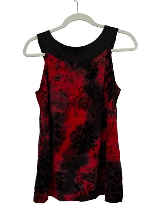 Cato Red and Black Floral Beaded Women’s Scoop Neck Tunic - Picture 2 of 6